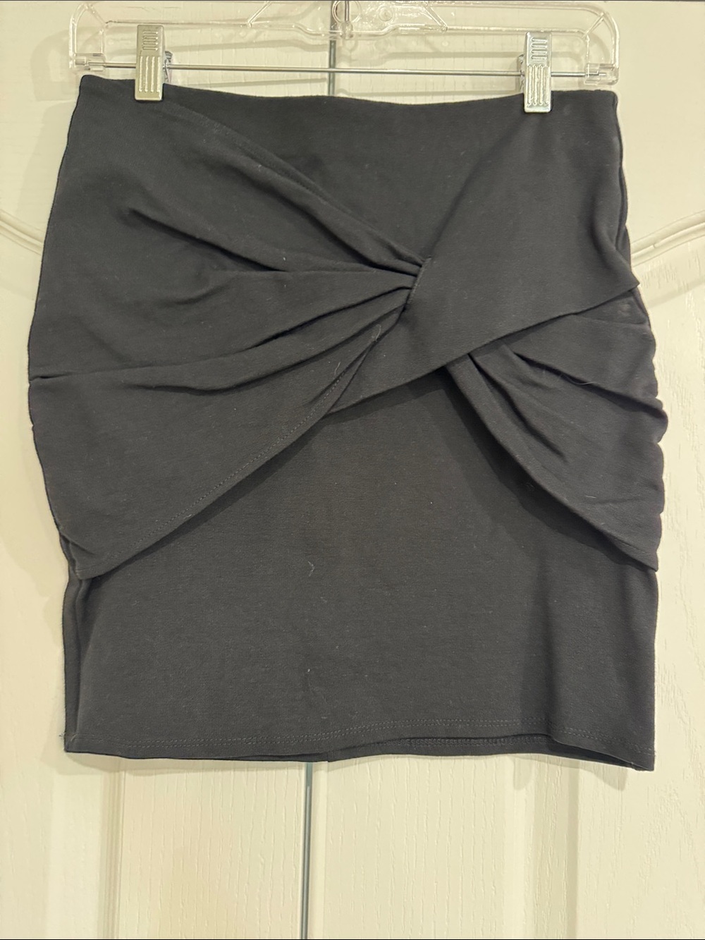 Black Twist-Front Mini Skirt
